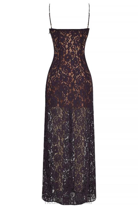 House of CB Maxi Sukienka Koronkowa Malia Kolor Nocny dla Eleganckich Kobiet