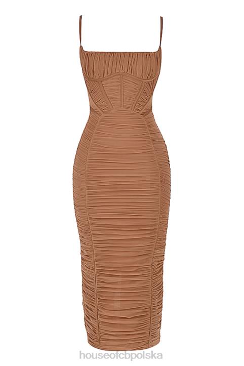 House of CB Lilian maxi sukienka gorsetowa w odcieniu mocha