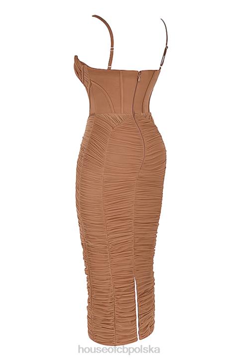House of CB Lilian maxi sukienka gorsetowa w odcieniu mocha