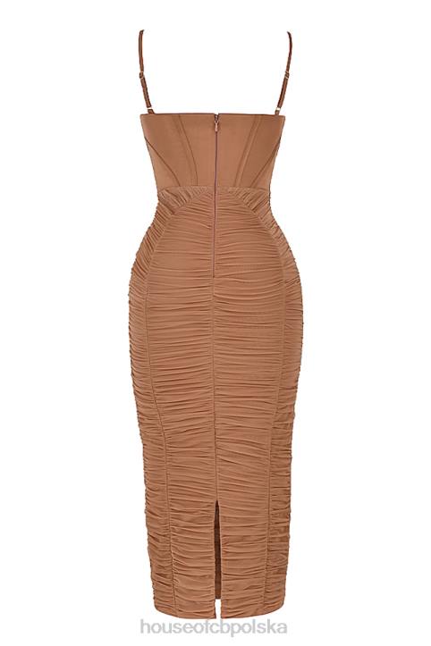 House of CB Lilian maxi sukienka gorsetowa w odcieniu mocha