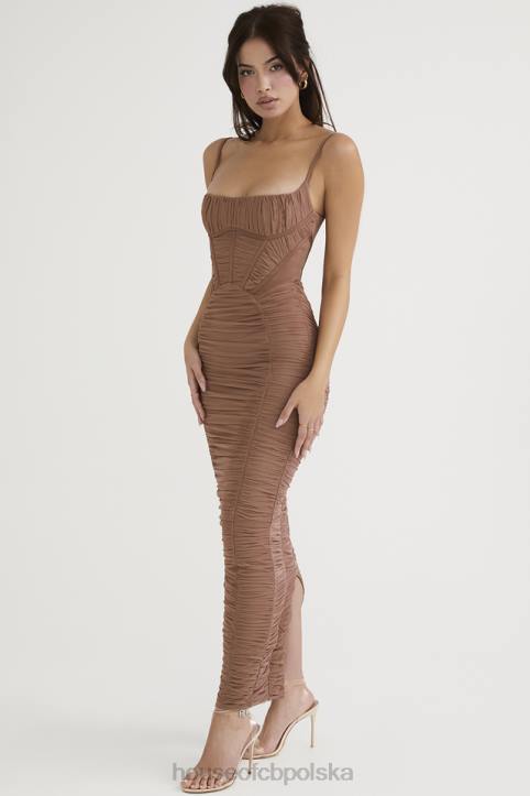 House of CB Lilian maxi sukienka gorsetowa w odcieniu mocha