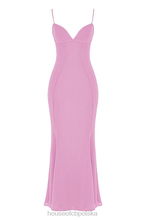 House of CB Różowa Sukienka Maxi Elegancja na Każdą Okazję