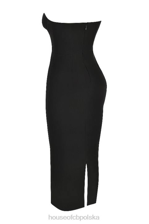 House of CB Lucia czarna gorsetowa sukienka maxi bez ramiączek na każdą okazję