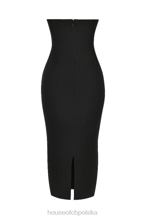 House of CB Lucia czarna gorsetowa sukienka maxi bez ramiączek na każdą okazję