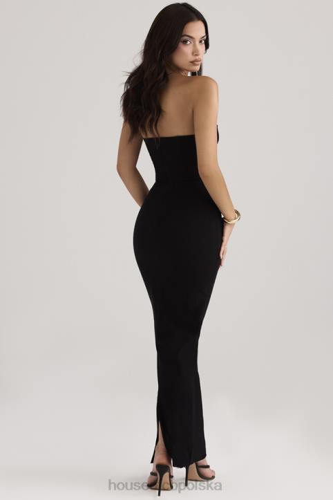 House of CB Lucia czarna gorsetowa sukienka maxi bez ramiączek na każdą okazję