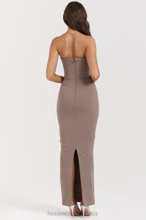 House of CB Taupe Maxi Sukienka Gorsetowa Bez Ramiączek