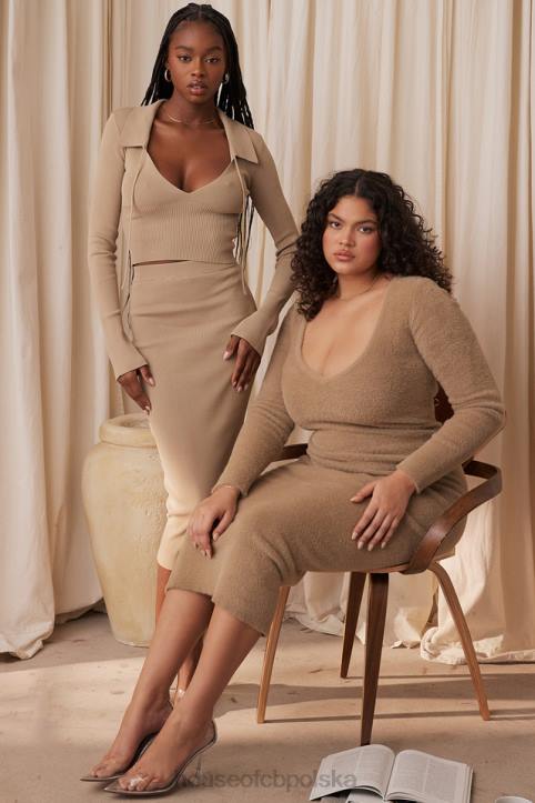 House of CB Lucille Camelowa Sukienka Maxi Elegancka Modna
