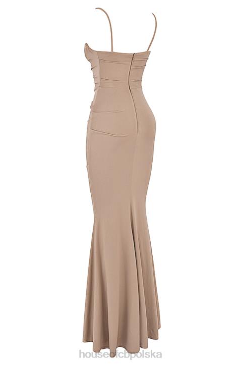 House of CB Milena Almond Maxi Dżersejowa Gorsetowa Sukienka Modna