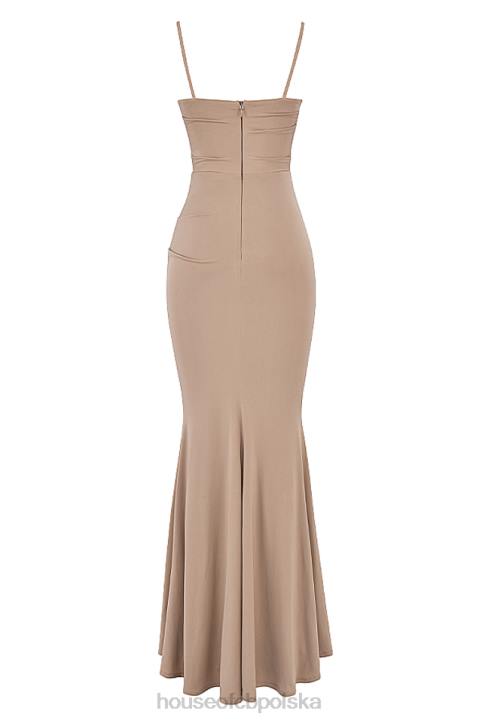 House of CB Milena Almond Maxi Dżersejowa Gorsetowa Sukienka Modna