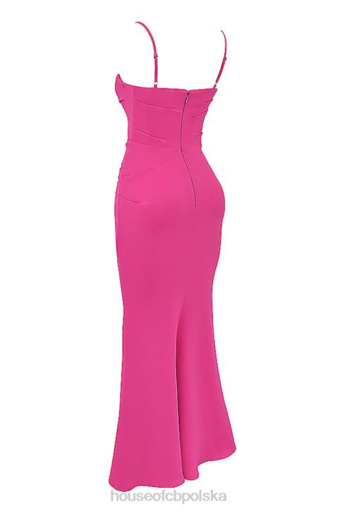House of CB Milena Gorący Róż Gorsetowa Sukienka Maxi Modna Odzież