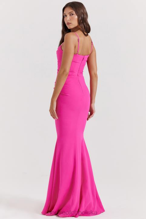 House of CB Milena Gorący Róż Gorsetowa Sukienka Maxi Modna Odzież