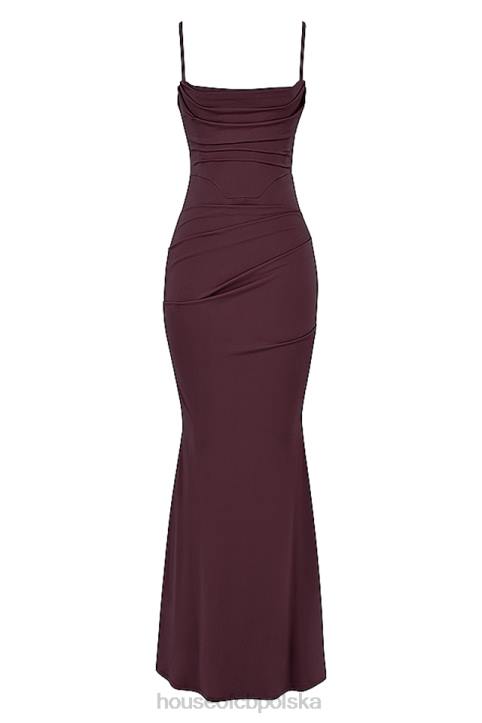 House of CB Milena Gorsetowa Sukienka Maxi Ciemna Wiśnia Elegancka Moda