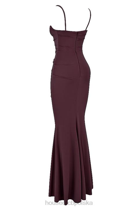 House of CB Milena Gorsetowa Sukienka Maxi Ciemna Wiśnia Elegancka Moda