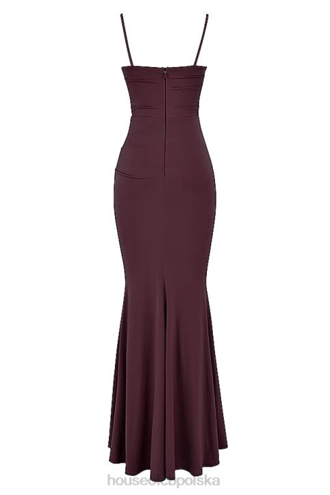 House of CB Milena Gorsetowa Sukienka Maxi Ciemna Wiśnia Elegancka Moda