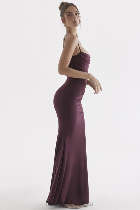 House of CB Milena Gorsetowa Sukienka Maxi Ciemna Wiśnia Elegancka Moda