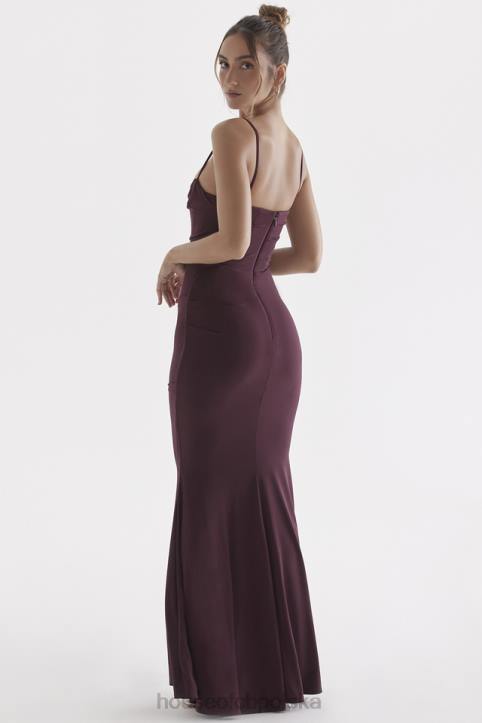 House of CB Milena Gorsetowa Sukienka Maxi Ciemna Wiśnia Elegancka Moda