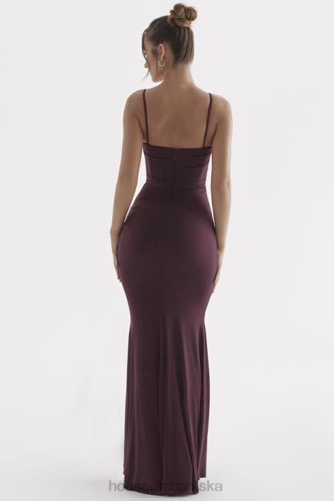 House of CB Milena Gorsetowa Sukienka Maxi Ciemna Wiśnia Elegancka Moda