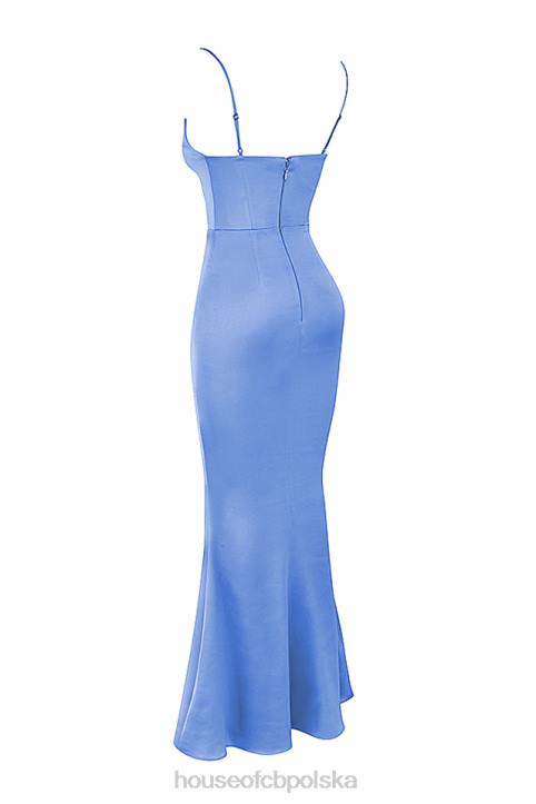House of CB Oliwkowa Maxi Sukienka Satynowy Gorset z Barwinkiem