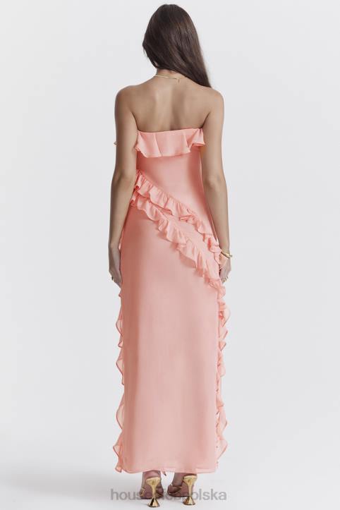 House of CB Sarina Maxi Sukienka Morelowa z Falbaną Elegancja na Każdą Okazję