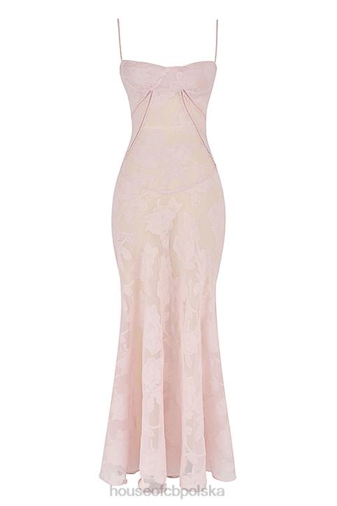 House of CB Seren Maxi Sukienka Różowe Kwiaty Koronka Elegancja