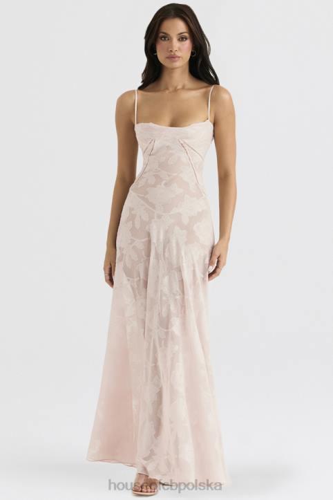 House of CB Seren Maxi Sukienka Różowe Kwiaty Koronka Elegancja