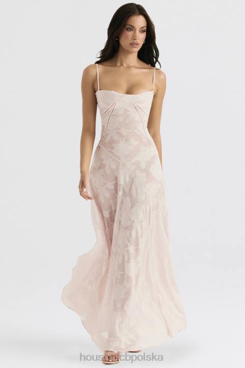 House of CB Seren Maxi Sukienka Różowe Kwiaty Koronka Elegancja