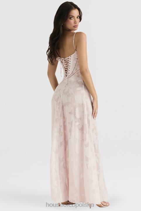 House of CB Seren Maxi Sukienka Różowe Kwiaty Koronka Elegancja