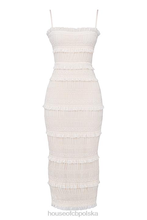 House of CB Sukienka Maxi Cekinowa Kość Słoniowa Modna Elegancka