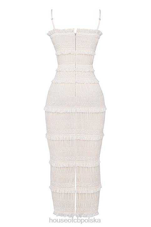 House of CB Sukienka Maxi Cekinowa Kość Słoniowa Modna Elegancka