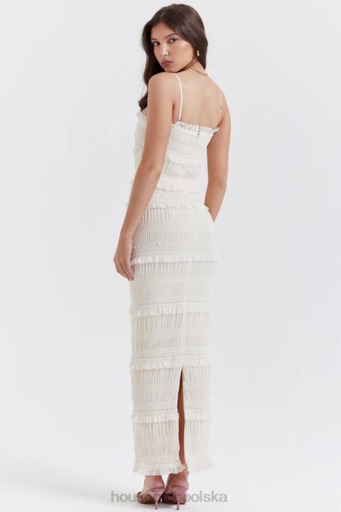 House of CB Sukienka Maxi Cekinowa Kość Słoniowa Modna Elegancka