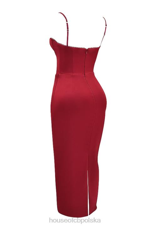 House of CB Stefania Rubinowa Gorsetowa Sukienka Maxi Modna Odzież