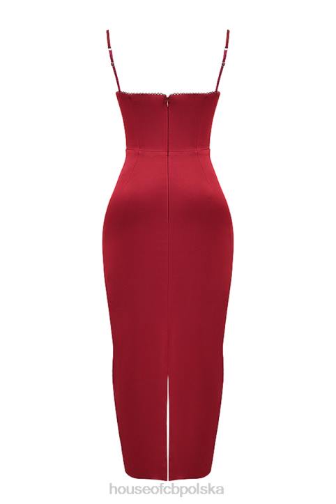 House of CB Stefania Rubinowa Gorsetowa Sukienka Maxi Modna Odzież