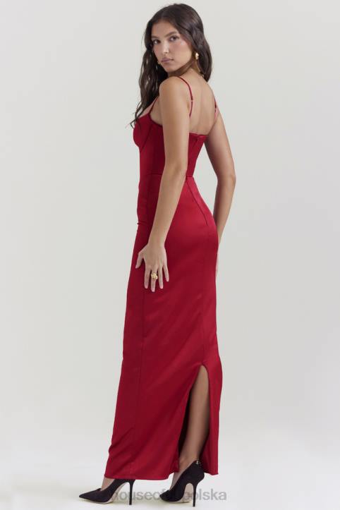 House of CB Stefania Rubinowa Gorsetowa Sukienka Maxi Modna Odzież