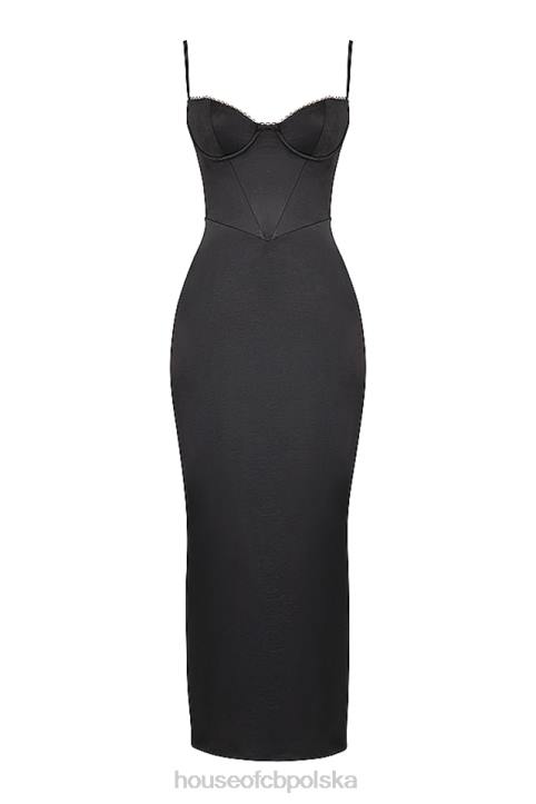 House of CB Stefania czarna gorsetowa sukienka maxi na każdą okazję