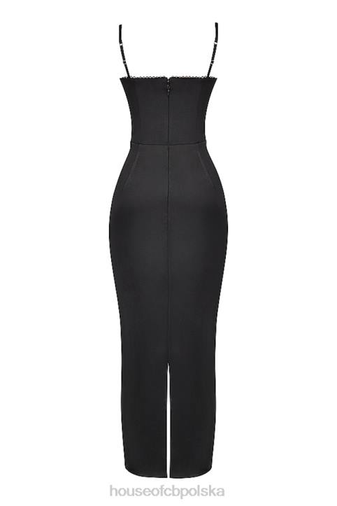 House of CB Stefania czarna gorsetowa sukienka maxi na każdą okazję