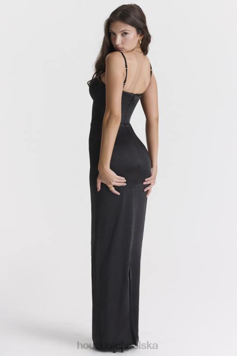 House of CB Stefania czarna gorsetowa sukienka maxi na każdą okazję