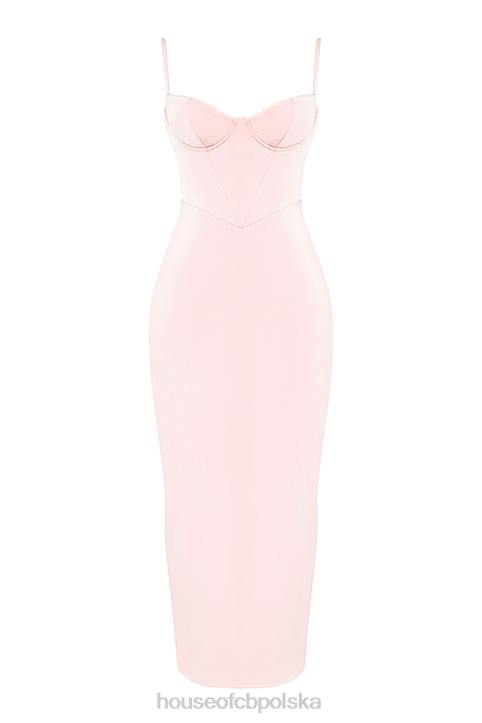 House of CB Brzoskwiniowa Gorsetowa Sukienka Maxi Elegancka Modna