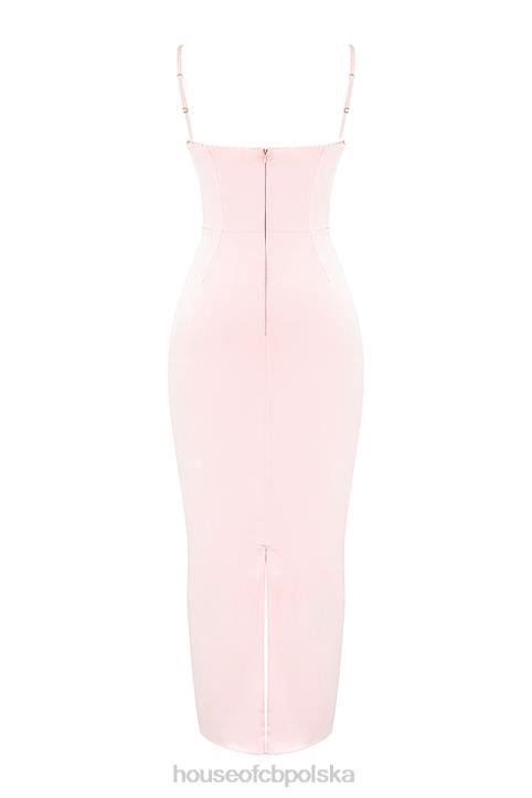 House of CB Brzoskwiniowa Gorsetowa Sukienka Maxi Elegancka Modna