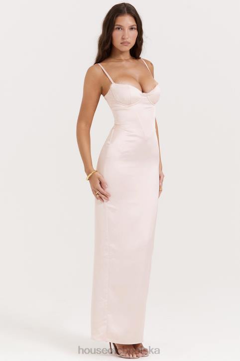 House of CB Brzoskwiniowa Gorsetowa Sukienka Maxi Elegancka Modna