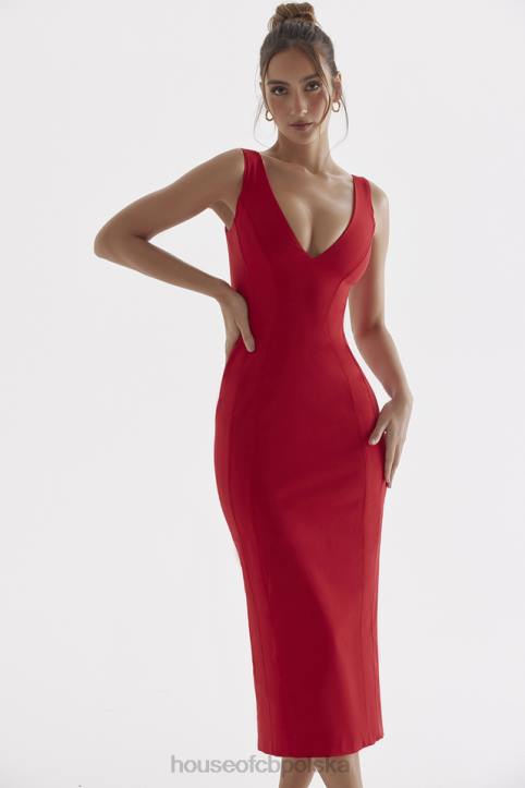 House of CB Sukienka Cece czerwona różowa dekolt sexy na każdą okazję