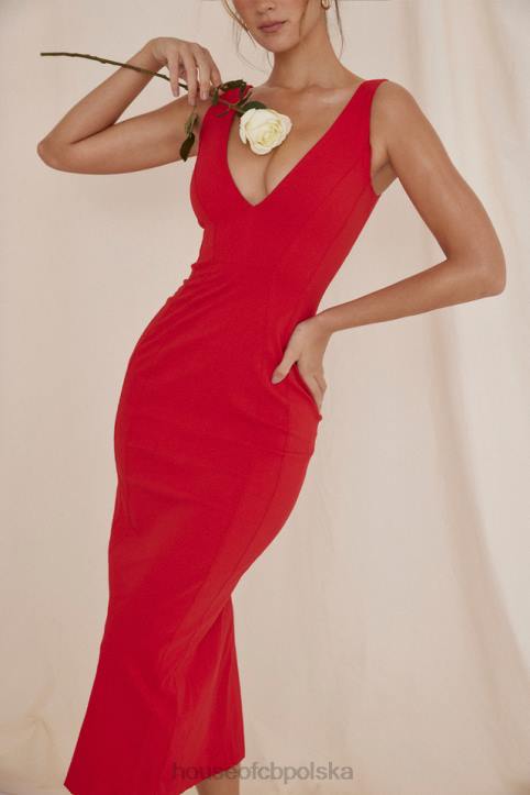 House of CB Sukienka Cece czerwona różowa dekolt sexy na każdą okazję