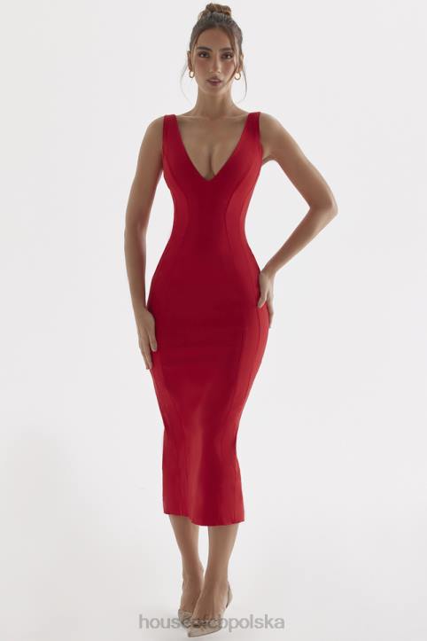House of CB Sukienka Cece czerwona różowa dekolt sexy na każdą okazję