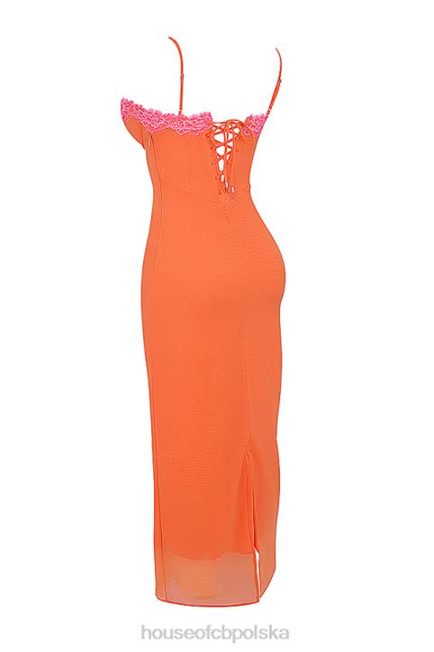 House of CB Sukienka maxi Aiza Płomienisty Pomarańcz Stylowa Modna Odzież