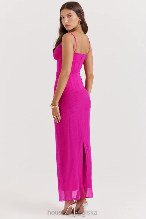 House of CB Fuksjowa Sukienka Maxi Nalini dla Eleganckich Kobiet