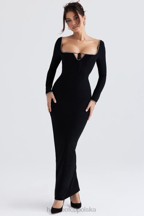 House of CB Sukienka maxi Rosa z czarnymi kryształkami Elegancja na każdą okazję