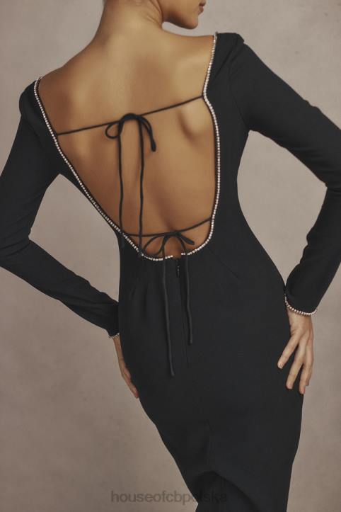 House of CB Sukienka maxi Rosa z czarnymi kryształkami Elegancja na każdą okazję