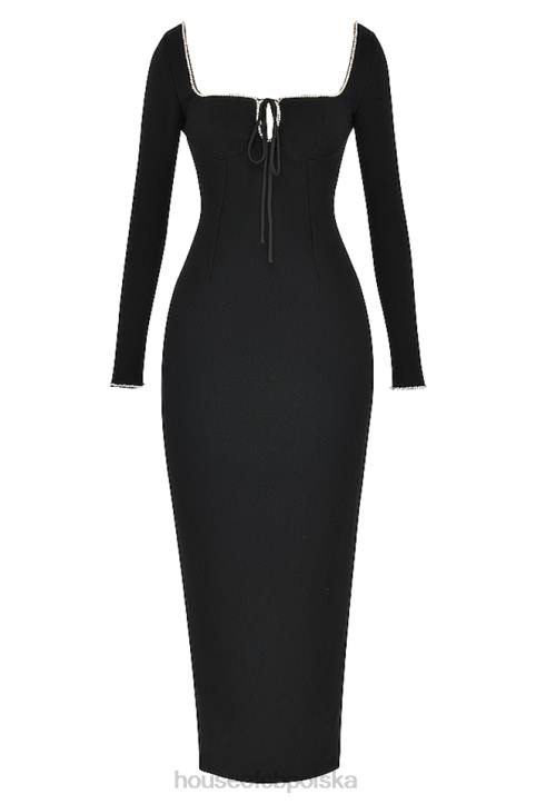 House of CB Sukienka maxi Rosa z czarnymi kryształkami Elegancja na każdą okazję