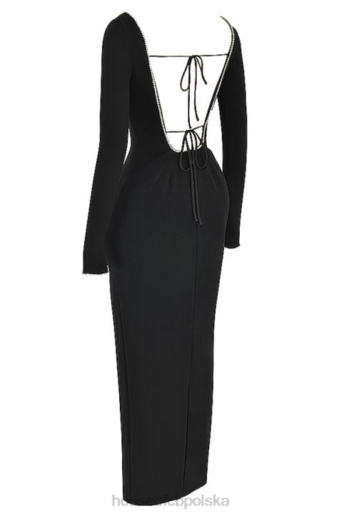 House of CB Sukienka maxi Rosa z czarnymi kryształkami Elegancja na każdą okazję