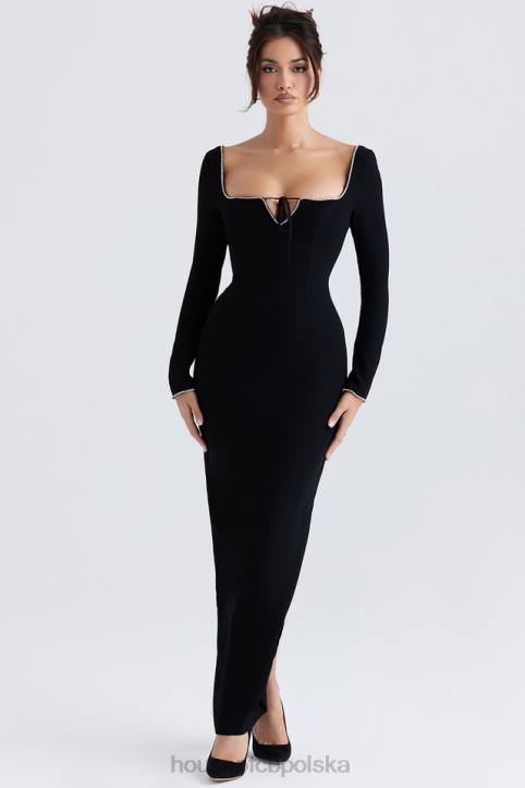 House of CB Sukienka maxi Rosa z czarnymi kryształkami Elegancja na każdą okazję