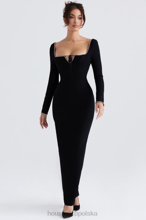 House of CB Sukienka maxi Rosa z czarnymi kryształkami Elegancja na każdą okazję